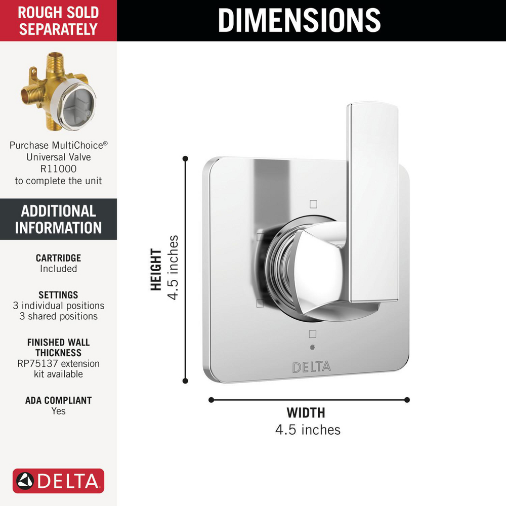 6-Setting 3-Port Diverter Trim T11937 | Delta Faucet