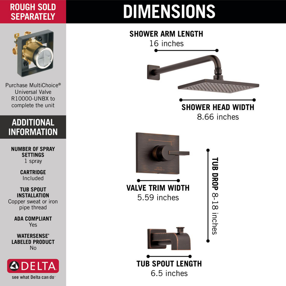 Monitor 14 Series Tub & Shower Trim T14453-RB | Delta Faucet
