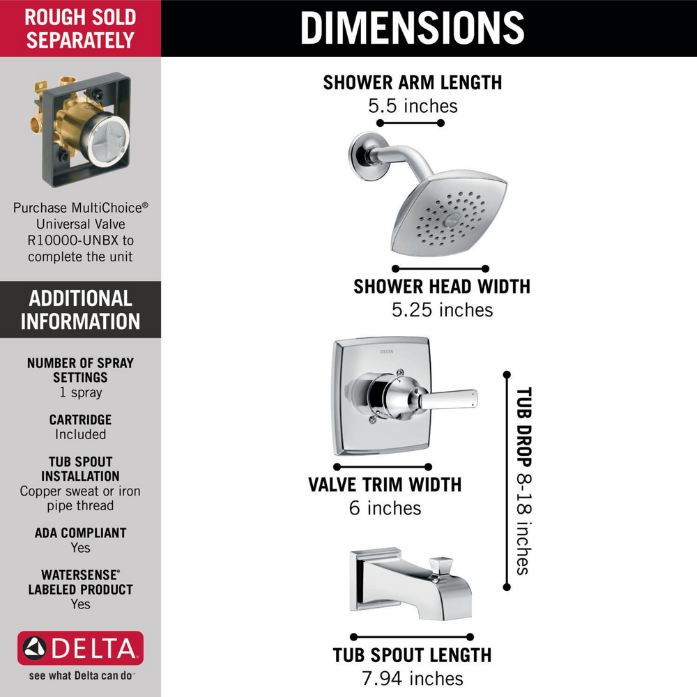 Tub/Shower Trim T14464 | Delta Faucet