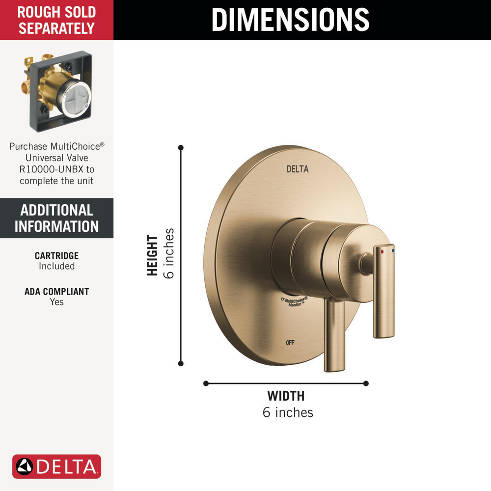 Monitor 17 Series Valve Only Trim T17042-CZ | Delta Faucet