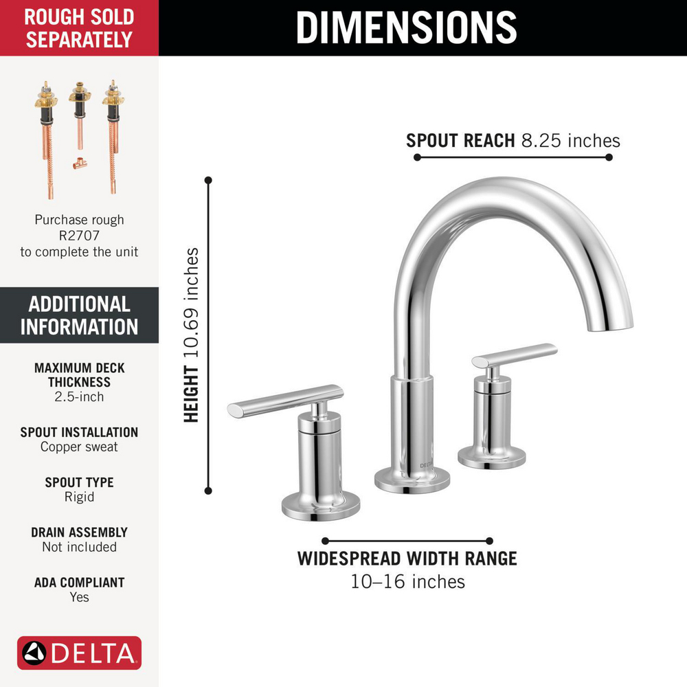 Roman Tub Trim T2742 | Delta Faucet