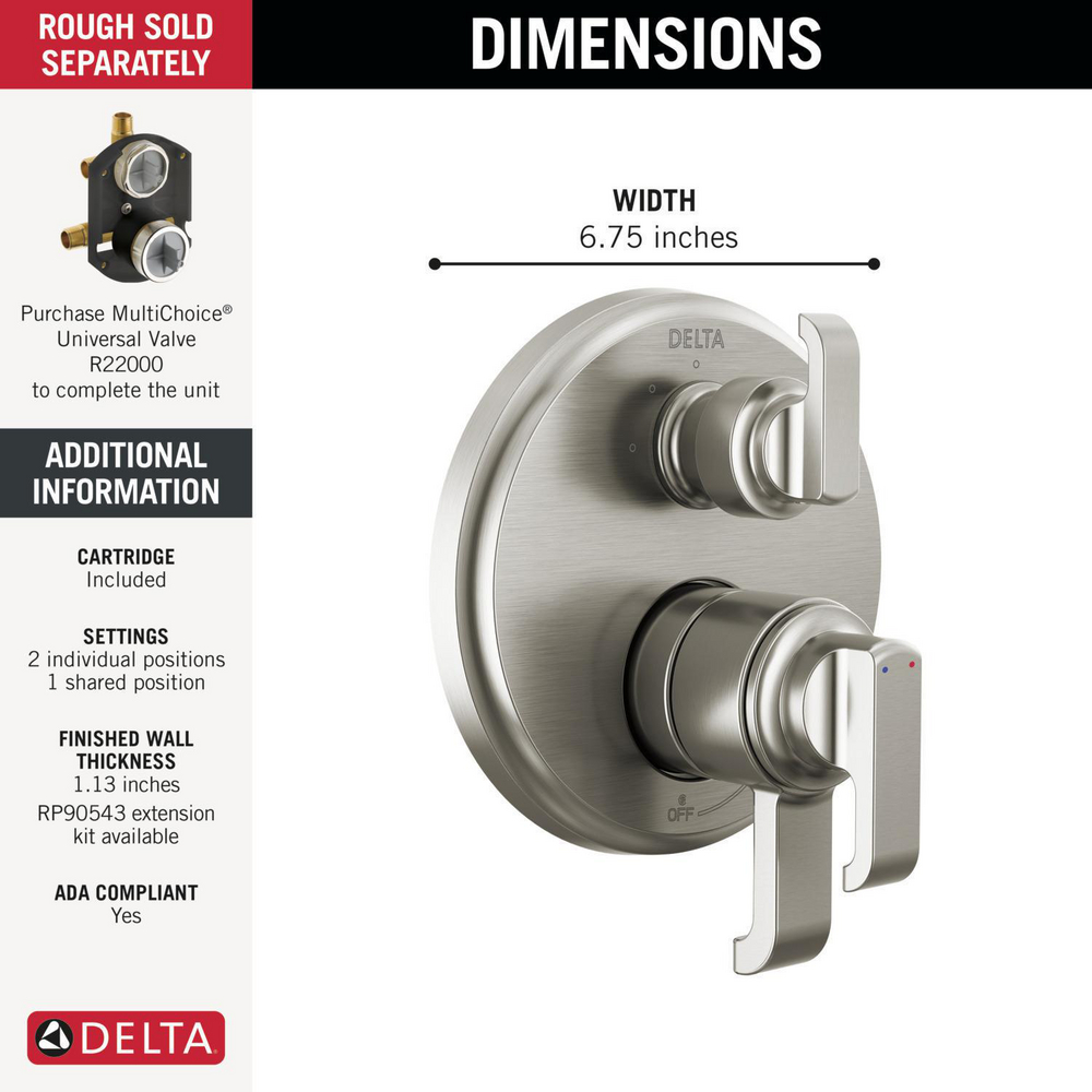 17 Series Integrated Diverter Trim with 3-Setting T27889-SS-PR 