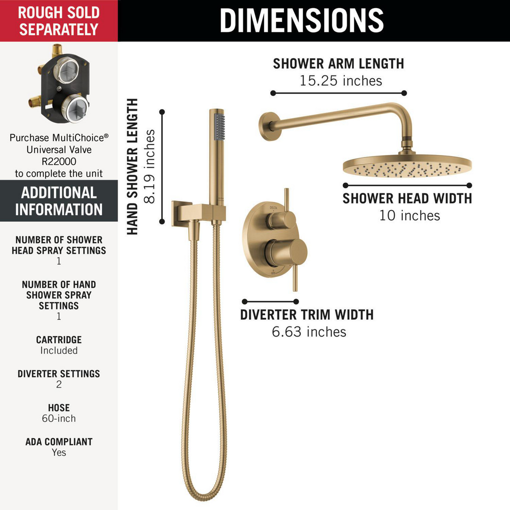 Monitor 14 Series Shower with Raincan & Hand Shower T342702-CZ