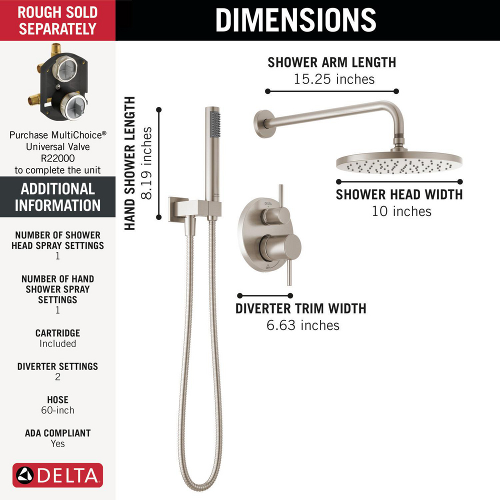Monitor 14 Series Shower with Raincan & Hand Shower T342702-SP