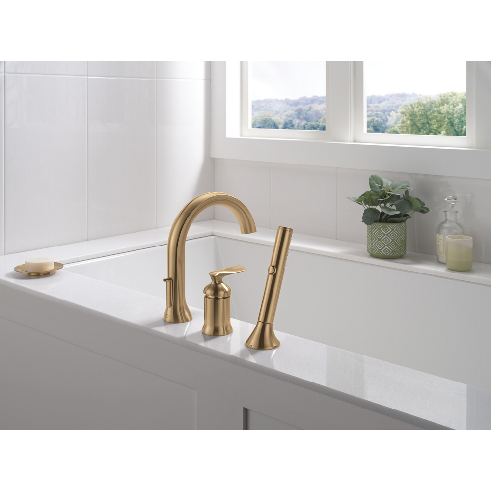 Three Hole Roman Tub Trim with Hand Shower T3745-CZ-PR | Delta Faucet
