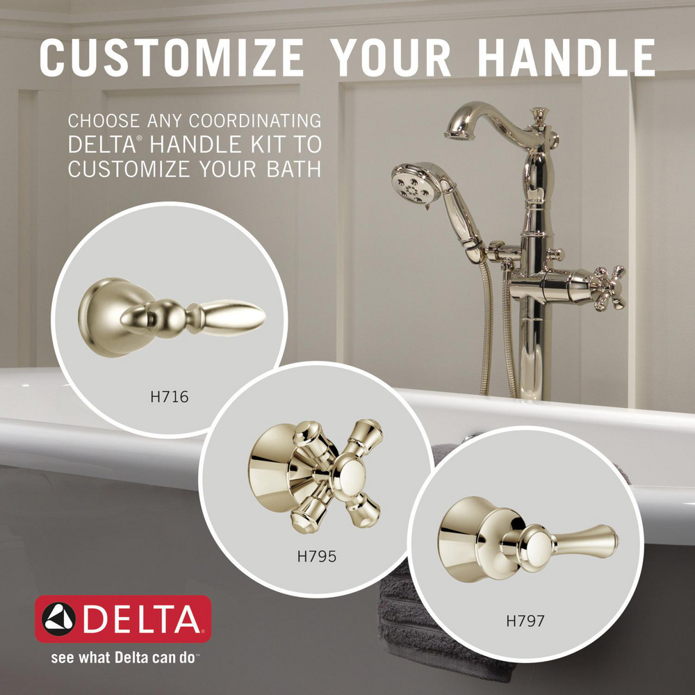 Single Handle Floor Mount Tub Filler Trim with Hand Shower - Less