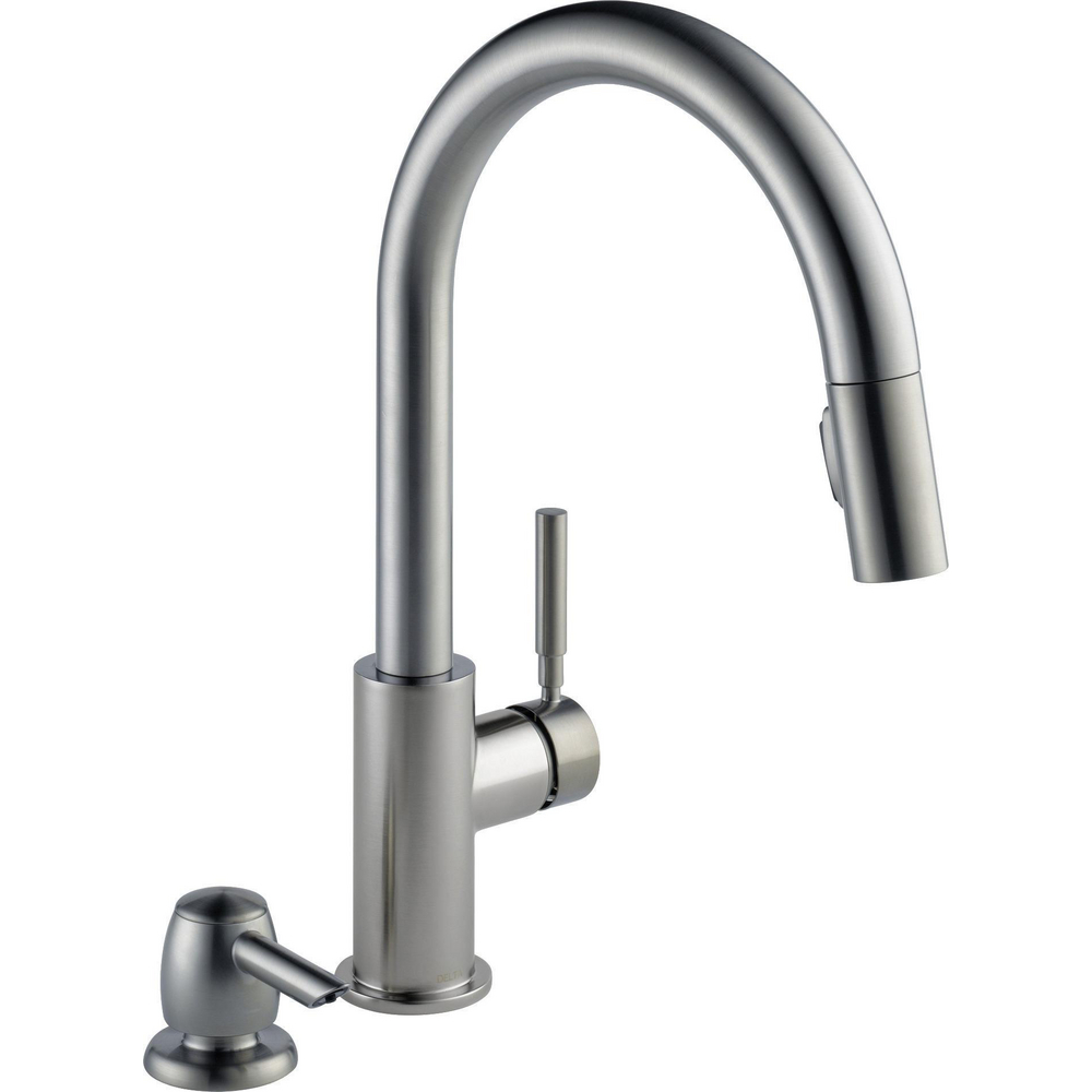 Single Handle Pull Down Kitchen Faucet With Soap Dispenser 19933 Spsd Dst Delta Faucet 9595