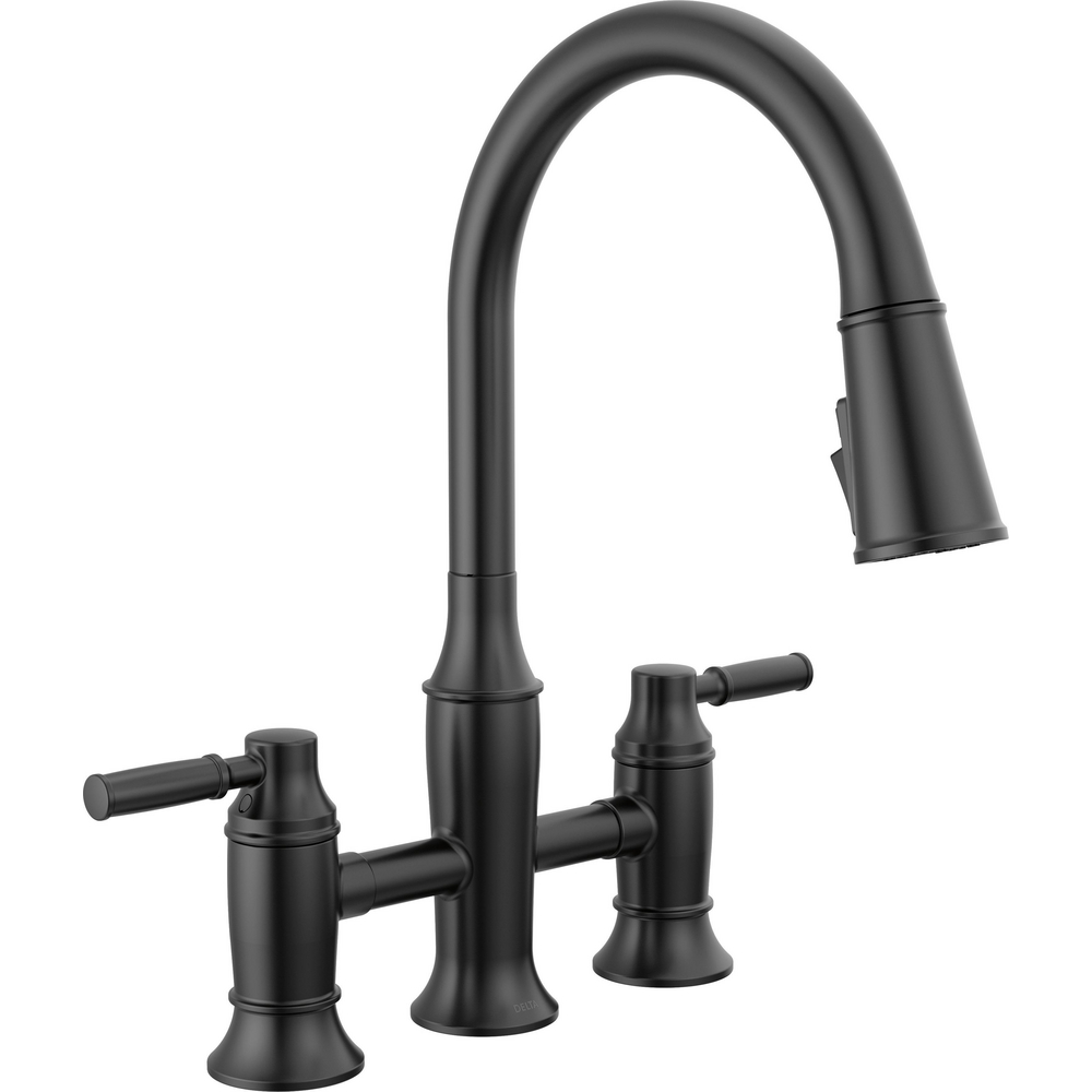 Two Handle Pull-Down Bridge Kitchen Faucet