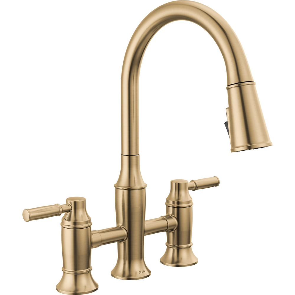 Two Handle Pull-Down Bridge Kitchen Faucet