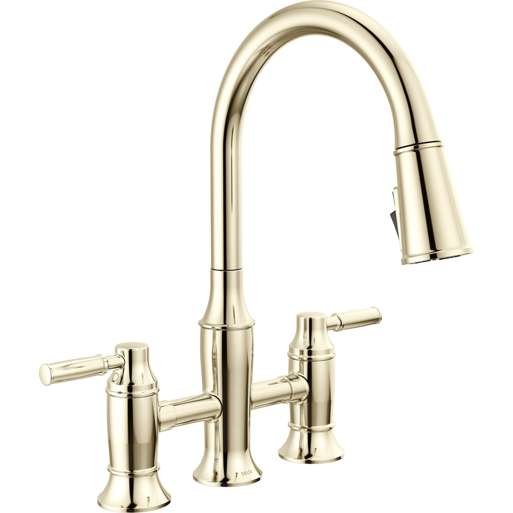 Two Handle Pull-Down Bridge Kitchen Faucet