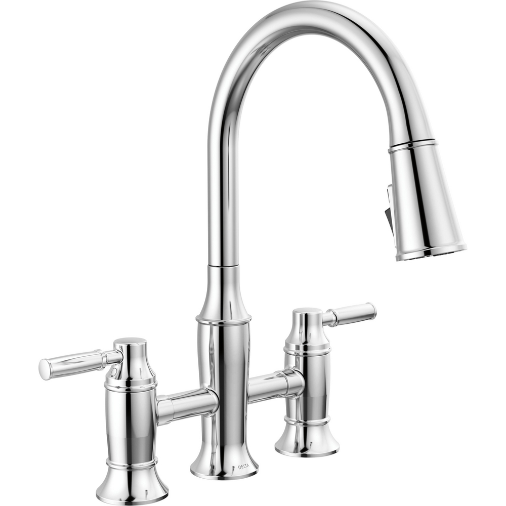 Two Handle Pull-Down Bridge Kitchen Faucet