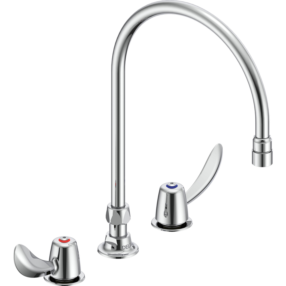 Two-Handle Deck-Mount Sink Faucet with Gooseneck Spout