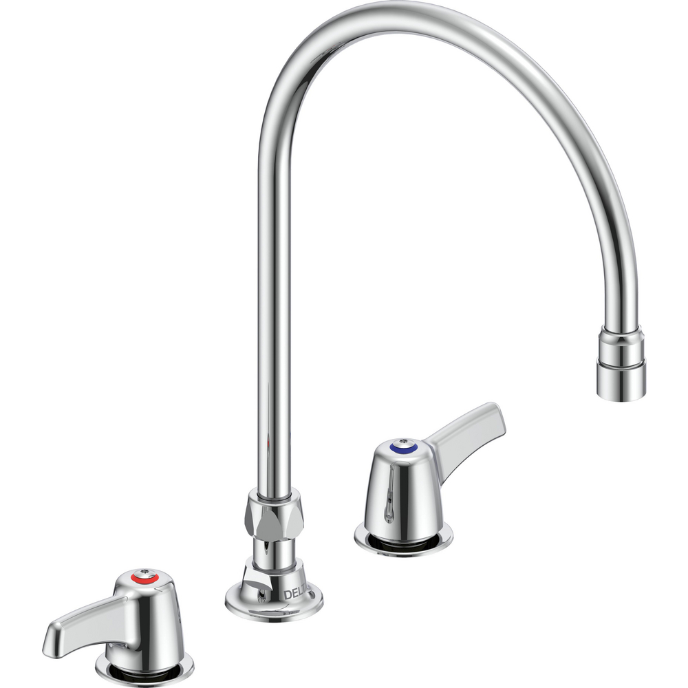 Two-Handle Deck-Mount Sink Faucet with Gooseneck Spout