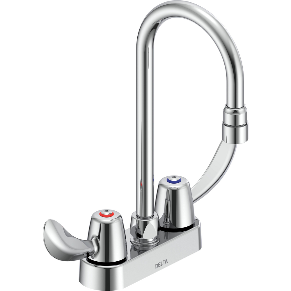 Two-Handle Centerset Deck-Mount Sink Faucet with Gooseneck Spout