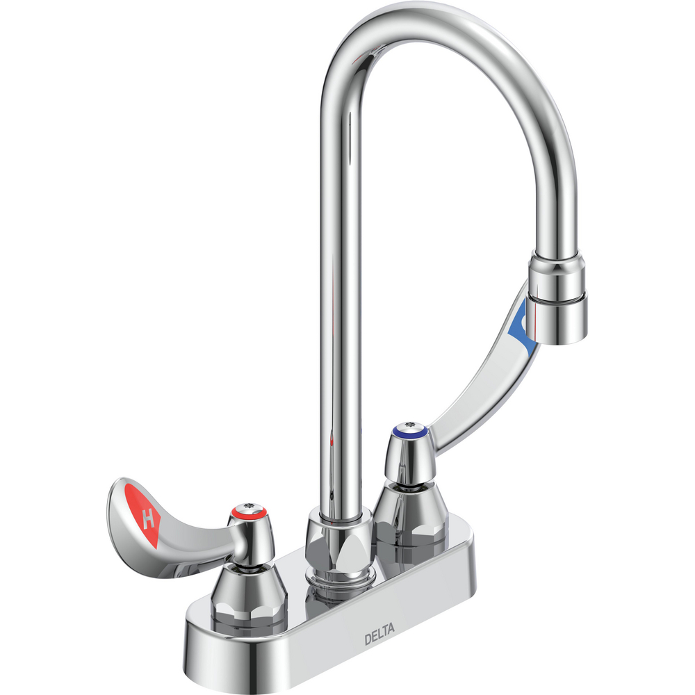 Two-Handle Centerset Deck-Mount Sink Faucet with Gooseneck Spout