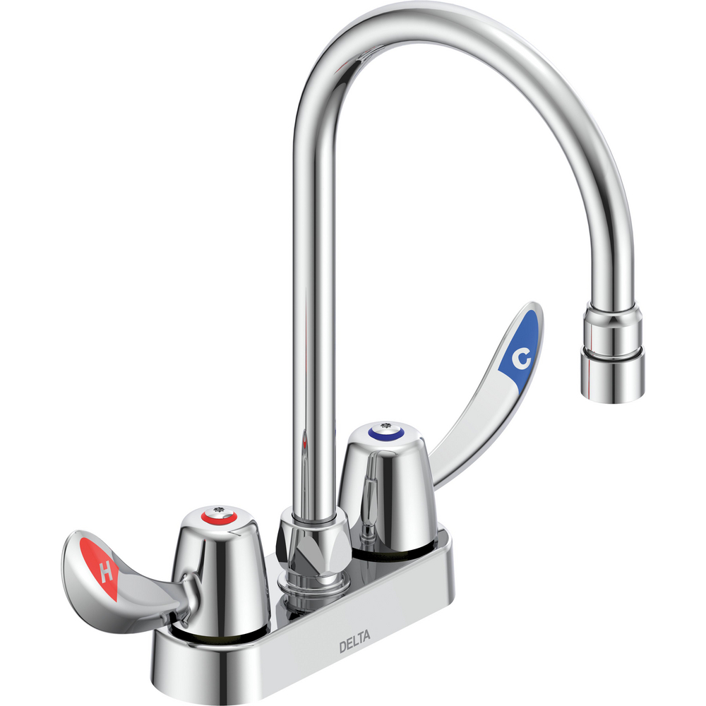 Two-Handle Centerset Deck-Mount Sink Faucet with Limited Swing