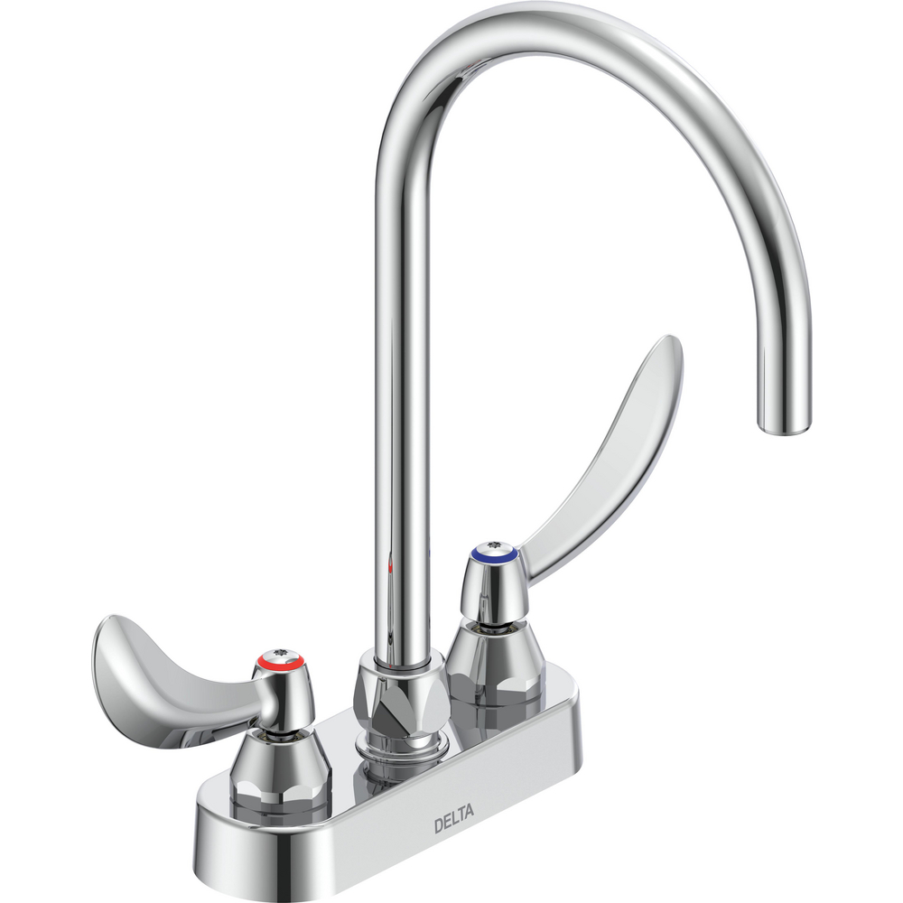 Two-Handle Centerset Deck-Mount Sink Faucet with Gooseneck Spout