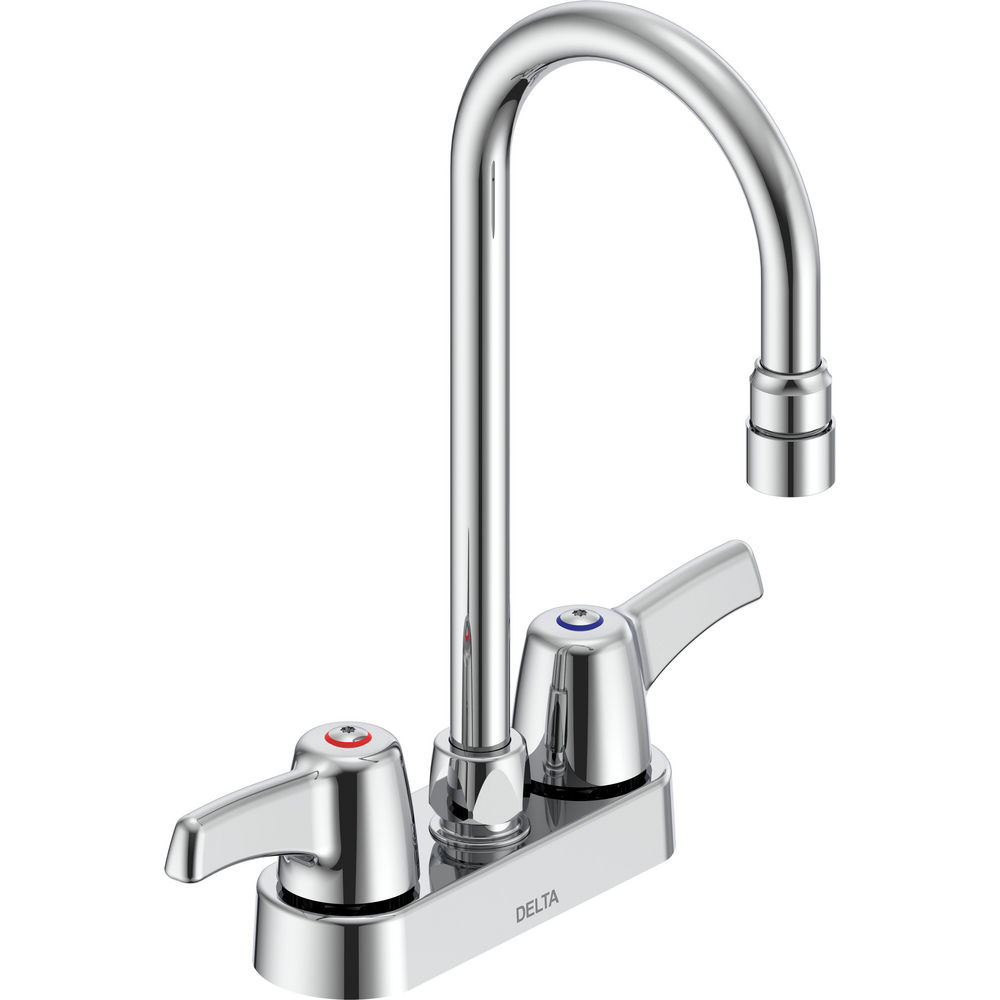 Two-Handle Deck-Mount Sink Faucet with Gooseneck Spout 27T4833