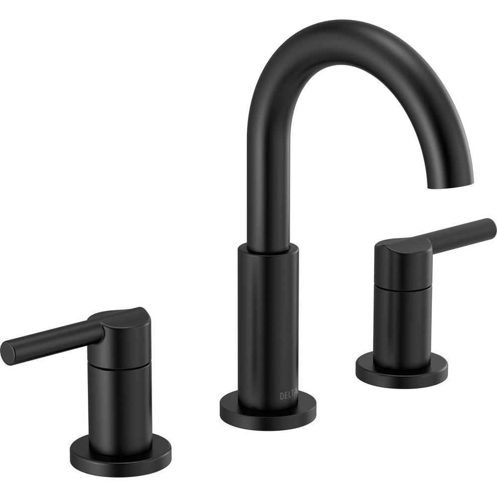 Delta 35749LF-BL Nicoli Widespread Bathroom Faucet with Pop-Up Drain Matte Black top