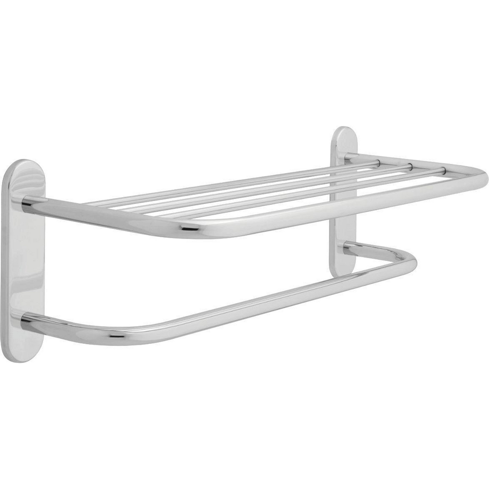 24 Brass Towel Shelf with One Bar, Concealed Mounting Polished Chrome  43024