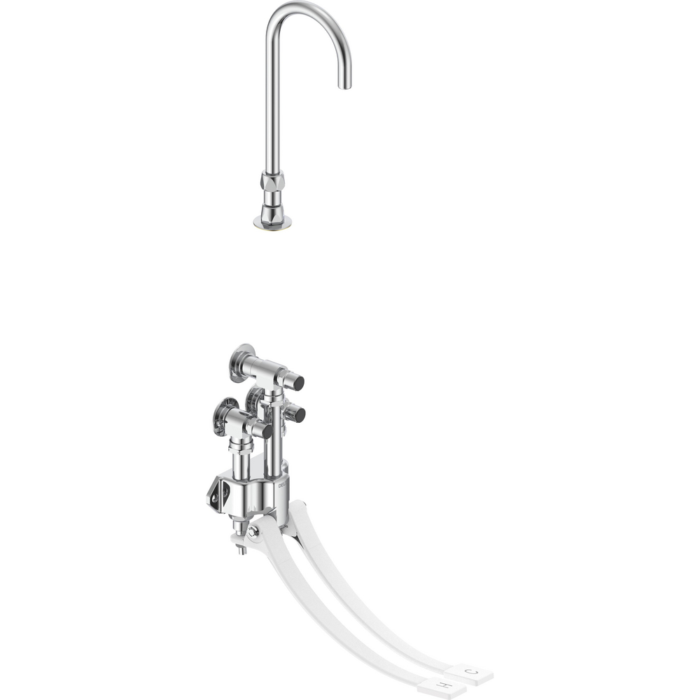 Wall-mount Double-Pedal Surgeon's Scrub-up with Deck-mount Gooseneck Spout