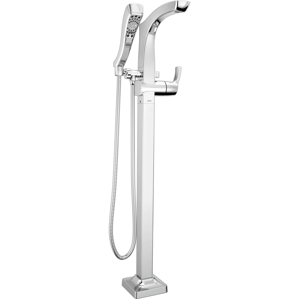 Single Handle Floor Mount Tub Filler Trim with Hand Shower