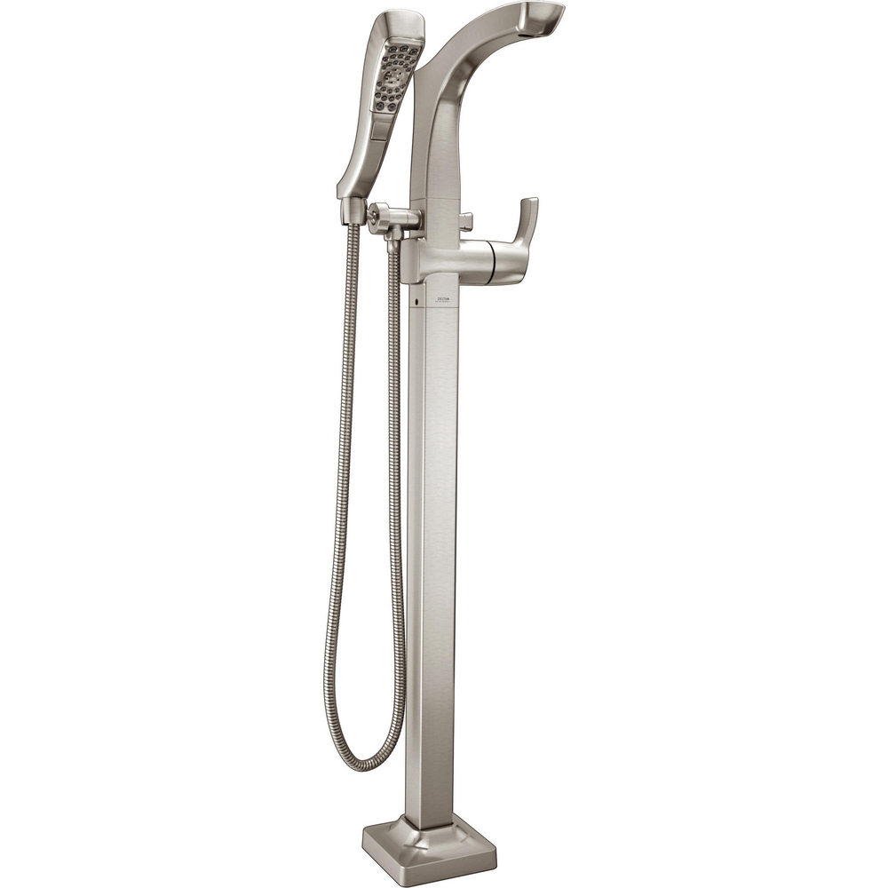 Single Handle Floor Mount Tub Filler Trim with Hand Shower