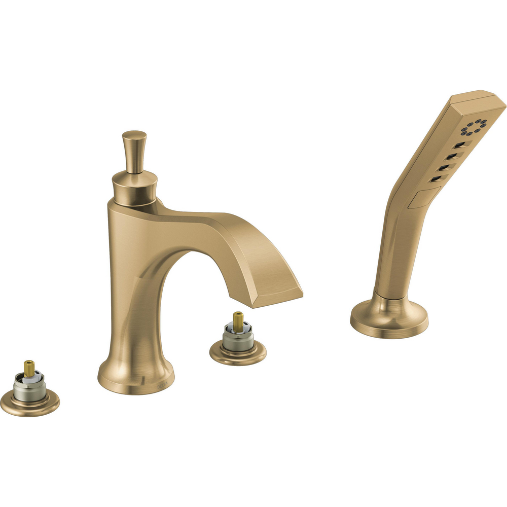 Roman Tub with Hand Shower Trim Less Handles T4756CZLHP Delta Faucet