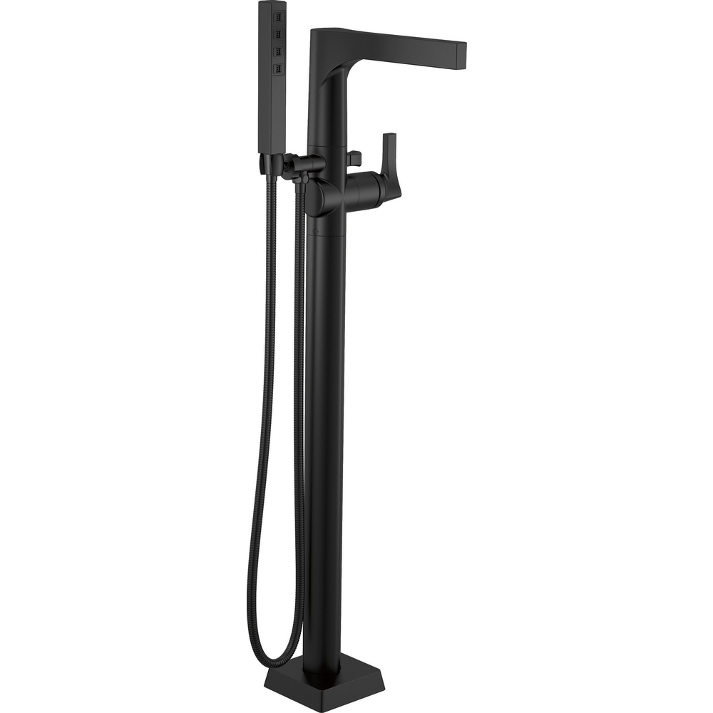 Single Handle Floor Mount Tub Filler Trim with Hand Shower