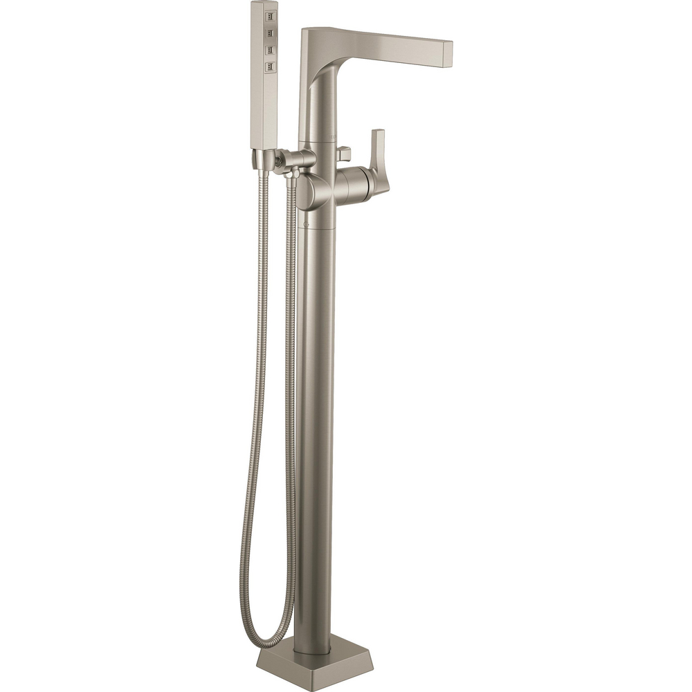 Single Handle Floor Mount Tub Filler Trim with Hand Shower